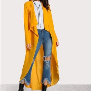 SHEIN Drape Collar Curved Hem Coat
